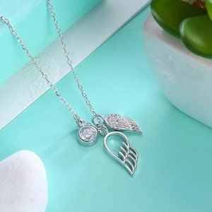 Angel Wings Necklace - Sterling Silver .925 and CZ